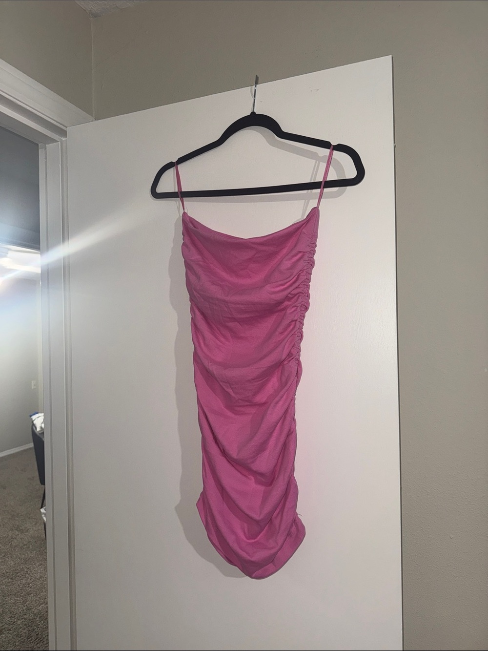 Zara Pink Ruched Mini Slip Dress